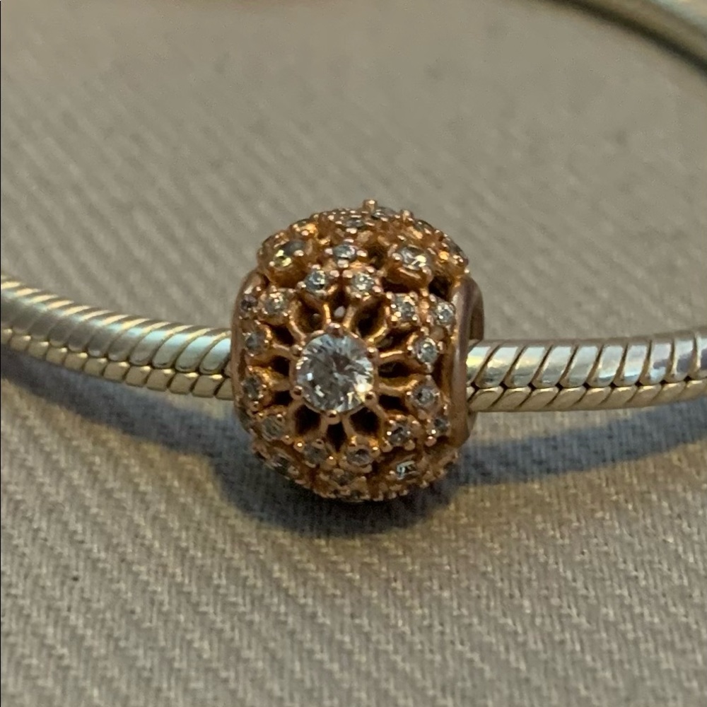 Pandora rose gold floral pave charm